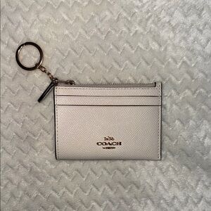 Coach Cream Card Holder with Keychain